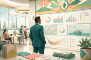 Oil and Gas Document Intelligence Guide — executive reviewing interactive KPI dashboards